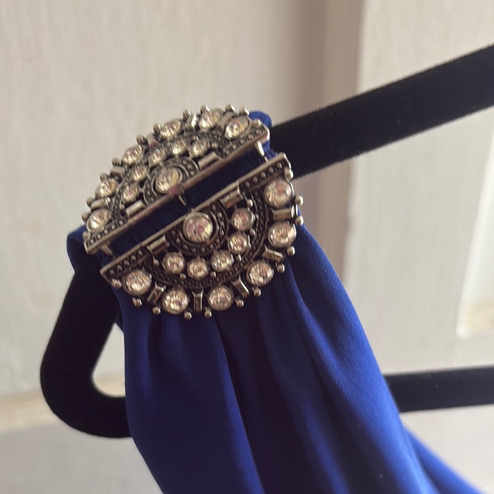 Lauren Ralph Lauren Blue Ruched One-Shoulder Gown - Picture 6 of 6